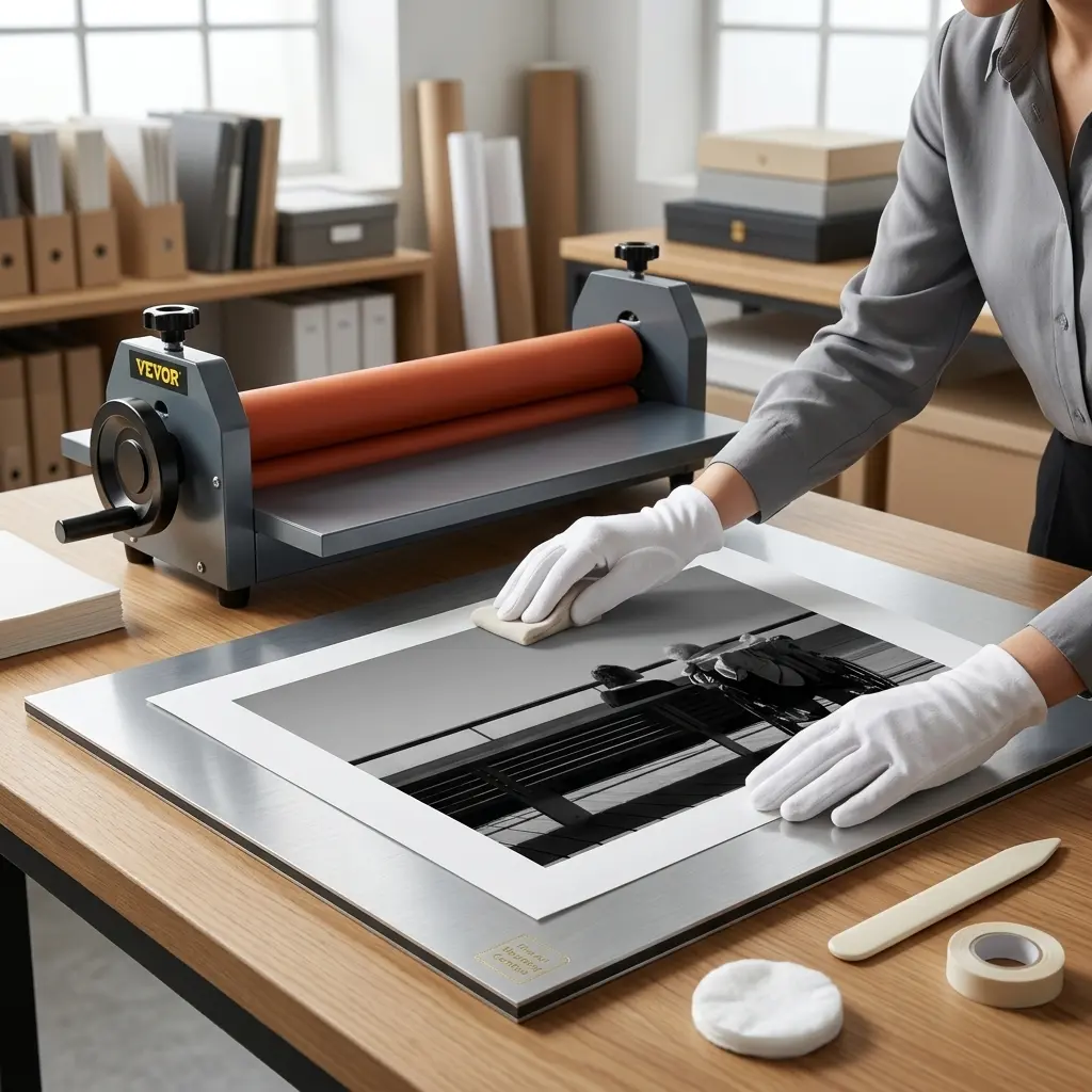 Contrecollage d'une photo Fine Art avec un laminateur