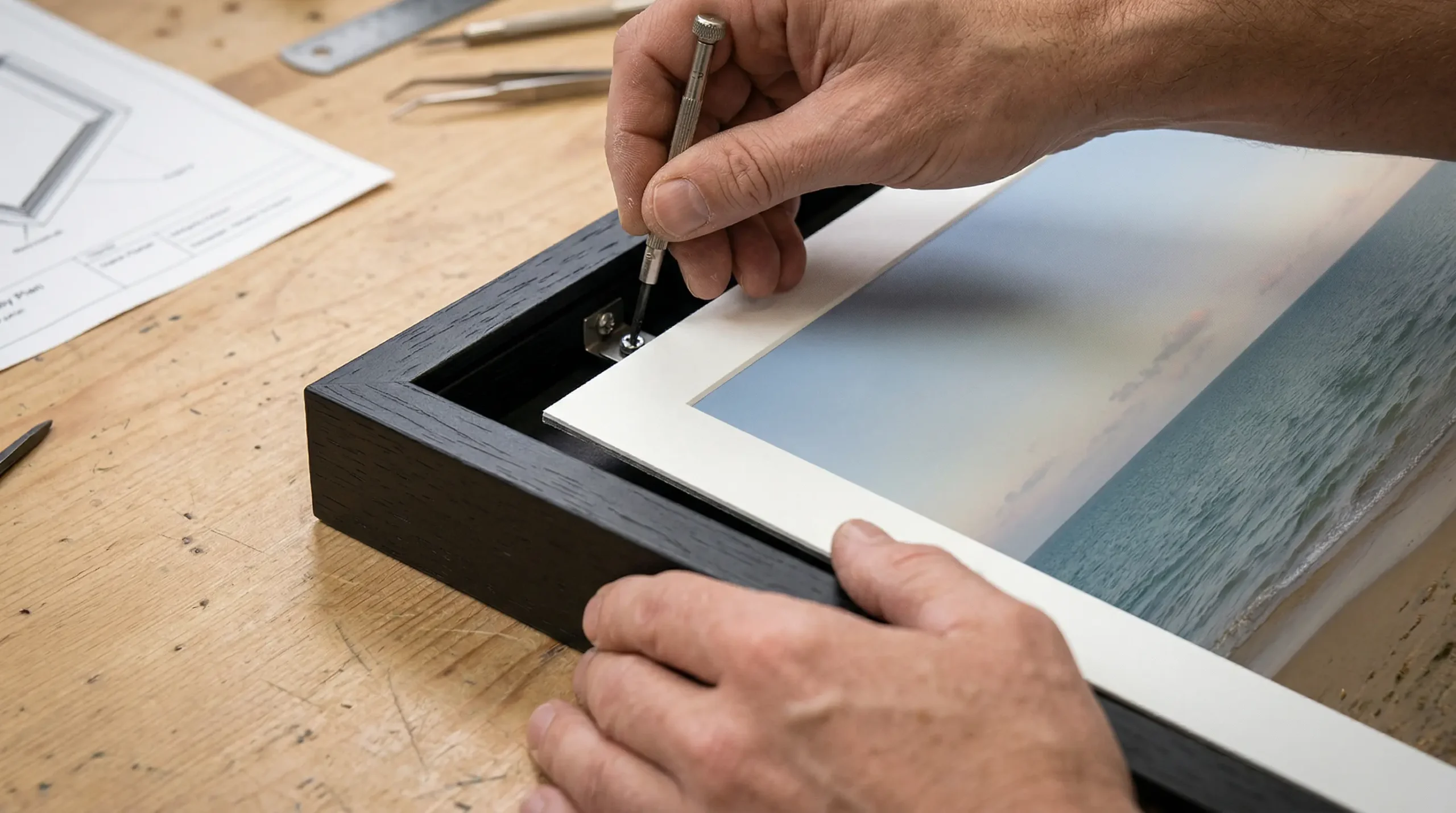 création d'un encadrement avec un cadre Caisse américaine